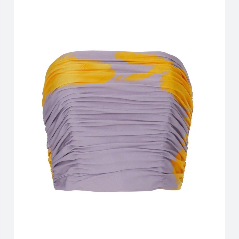 Slate & Willow Purple and Yellow Crop Top